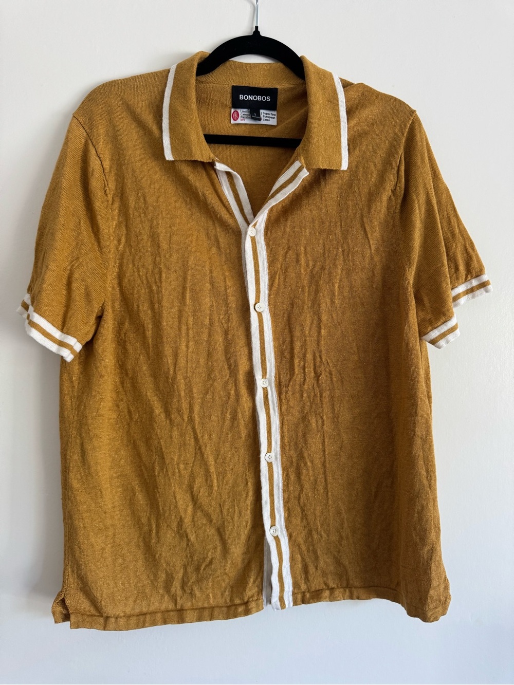 Men’s Bonobos Mustard Short-Sleeve Button Polo with White Trim